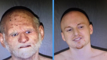 A side-by-side of alleged drug dealer Shaun Miller, disguised as an elderly man.