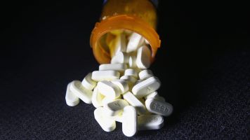 A bottle of oxycodone, an opioid pain killer