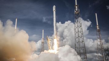 SpaceX rocket launch from launch pad