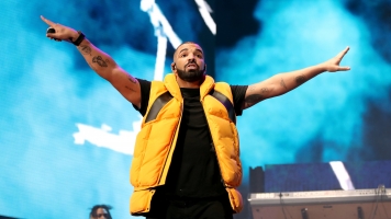 Drake performing at Coachella.