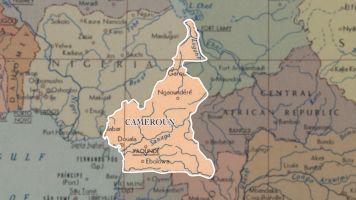 An image of Cameroon with its name in French on an old map.