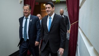 Rep. Dave Brat and Speaker of the House Paul Ryan arrive at U.S. Capitol.