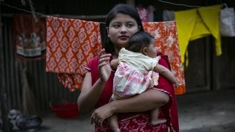 A former child bride and her baby