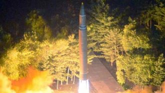North Korea fires one of its Hwasong-14 intercontinental missiles during a July 2017 test