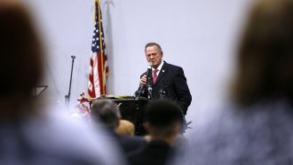 Roy Moore speaks at a Baptist church in Alabama