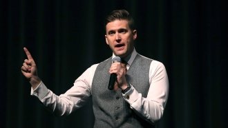 Richard Spencer speaking into microphone
