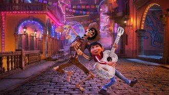 A promotional image for "Coco"