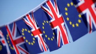 The U.K. and European Union flags