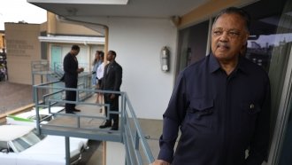 Rev. Jesse Jackson on the balcony of the Lorraine Motel in Memphis, Tennessee, in 2018