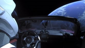 A Tesla Roadster in Earth orbit
