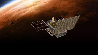 MarCO CubeSats over Mars