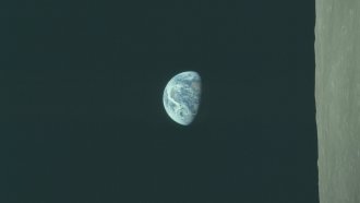 A photograph of Earth, taken during the Apollo 8 mission