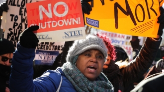 Federal workers rally against the government shutdown