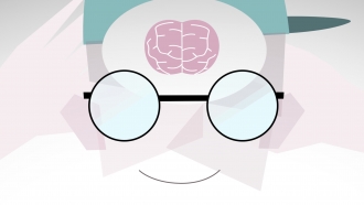 Illustration of a human brain and glasses