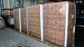 Boxes of humanitarian aid