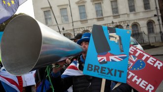 An anti-Brexit protester
