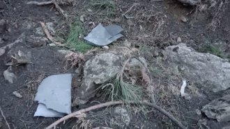 Fragments of what Pakistan claims to be an Indian missile