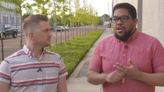 Cody LaGrow talking to Obie McNair about HIV in Jackson, Mississippi