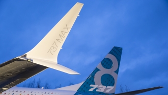 A winglet on the first Boeing 737 MAX airliner.