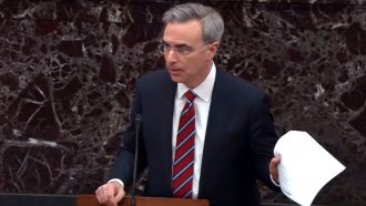 In this screengrab taken from a Senate Television webcast, White House Counsel Pat Cipollone speaks during impeachment.