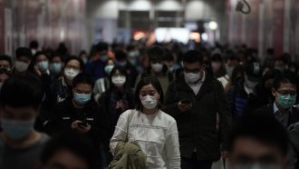 People in Hong Kong wearing medical masks