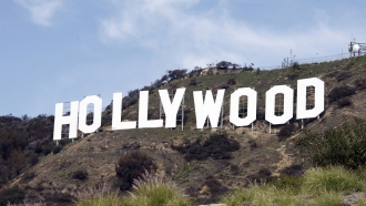 file photo shows the Hollywood sign as seen in the Hollywood Hills of Los Angeles.