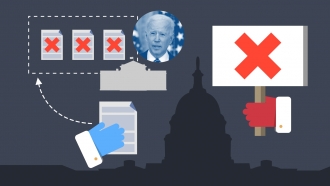 Illustration of President Joe Biden and the U.S. Capitol building.