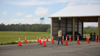 A nearly empty vaccination site in Chipley, Florida