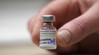 Vial of the Pfizer vaccine for COVID-19