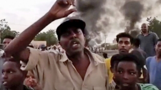 People gather during a protest in Khartoum, Sudan