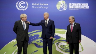 World leaders greet one another at the COP 26 U.N. Climate Summit