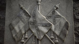 Carvings on a Confederate monument