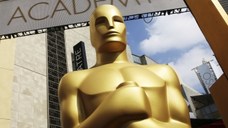 Oscar statue appears outside the Dolby Theatre