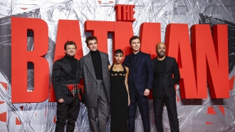 Andy Serkis, Robert Pattinson, Zoe Kravitz, Paul Dano and Jeffrey Wright arrive for "The Batman" screening