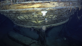 A view of the stern of the wreck of Endurance