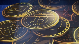 An advertisement of Bitcoin, one of the cryptocurrencies