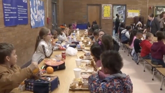 Children eating lunch at a school cafeteria