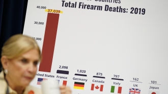 Graph showing firearm deaths ranked by G7 countries