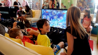 Kids enjoy playing video games