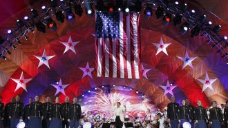 An orchestra rehearses for a 4th of July concert