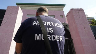 Anti-abortion activist Coleman Boyd stands outside the Jackson Women's Health Organization clinic.