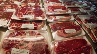 Fresh cut beef at packing facility