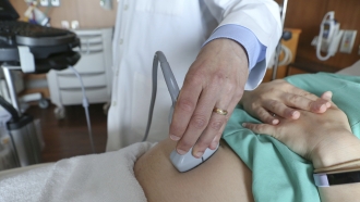 Doctor performs an ultrasound