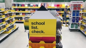 Back-to-school supplies in a store