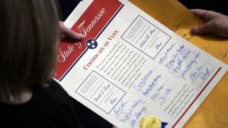 The certification of Electoral College votes from Tennessee.