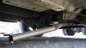 A car missing its catalytic converter