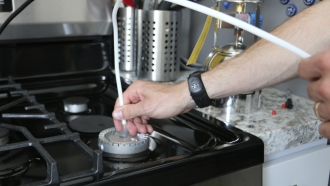 A gas stove is tested for benzene in California
