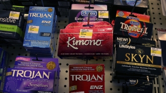 The condom display at Chimes pharmacy in Berkeley, Calif