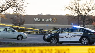 The scene of a mass shooting at a Walmart