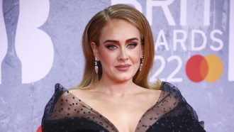 Adele appears at the Brit Awards 2022 in London on Feb. 8, 2022.